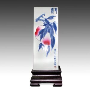 Chinese Columnar Vase with Peach Motif, On stand