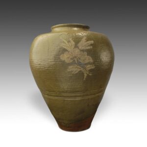 Chinese Water Storage Vessel with Foliage Motif