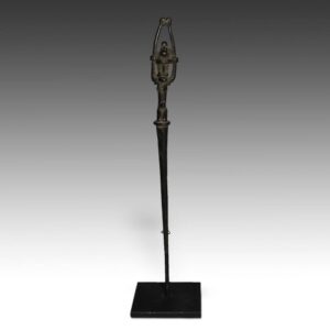Dogon Hair Pin Depicting Female Figure with Raised Arms, Based