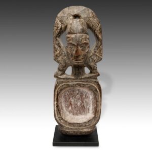 Ibibio Medicine Bowl with Figural Handle, Based