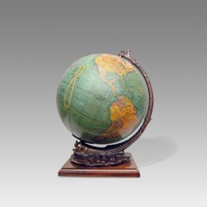 Terrestrial Globe on Serpent Base, ILLUMINATED