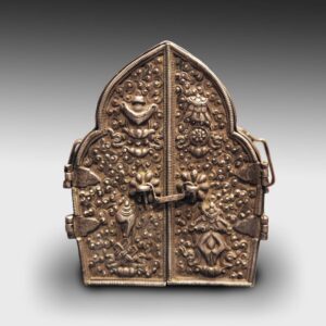 Nepalese Gao or Prayer Box with Ashtamangala Motif