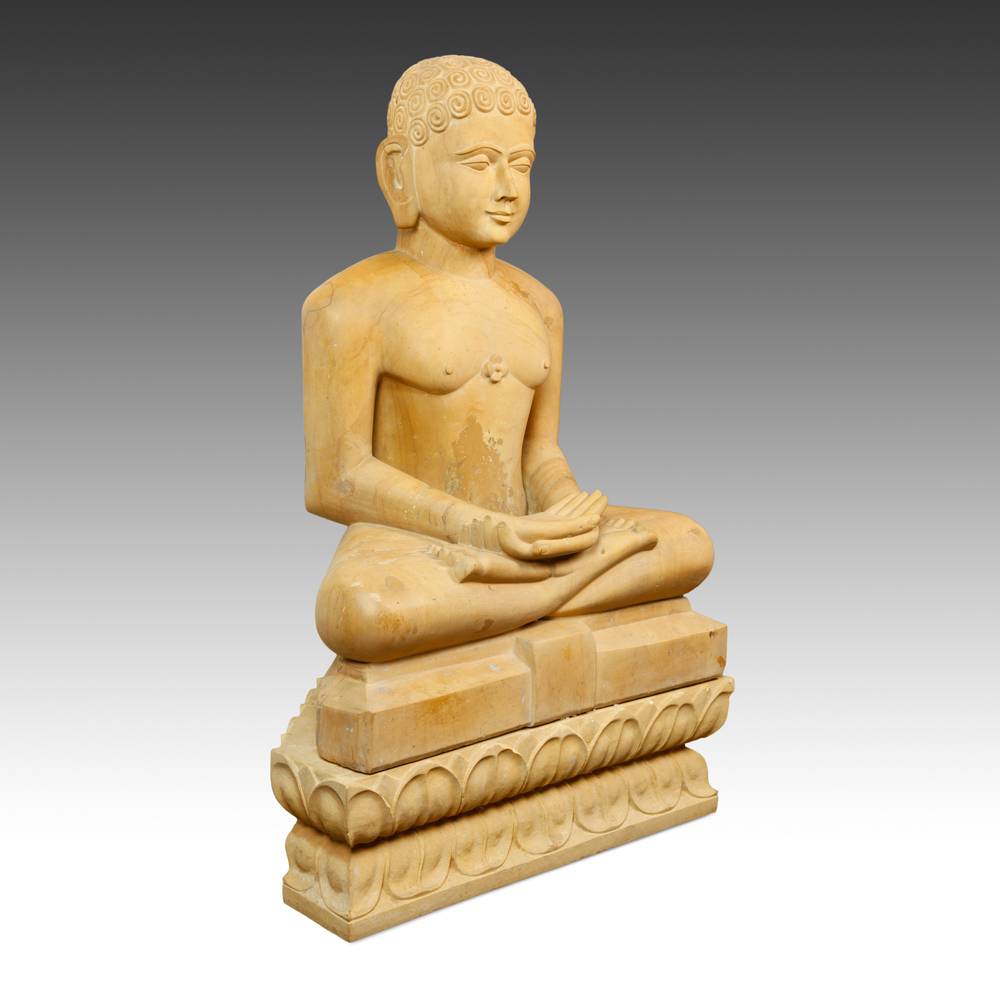 Indian Seated Figure of Mahavira, on Lotus Base - Image 2