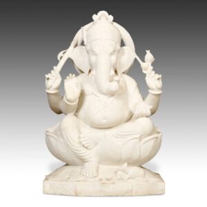 Indian Seated Figure of Ganesh on Lotus Throne