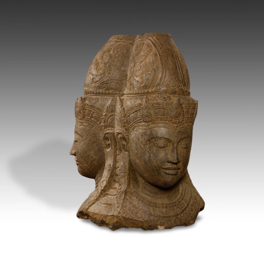 Indonesian Head Depicting 3 Aspects of Shiva - Image 2