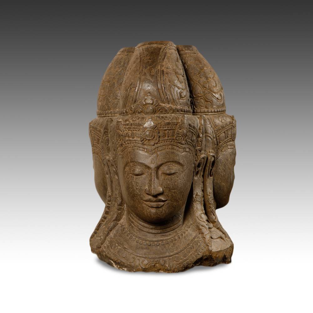 Indonesian Head Depicting 3 Aspects of Shiva - Image 3