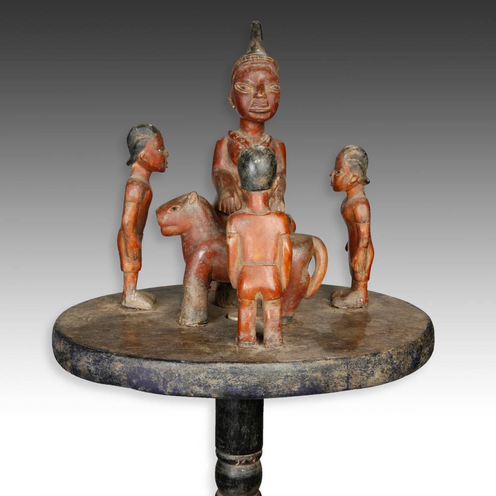Ashanti Linguist's Staff Depicting Mother and Children in Teaching Setting