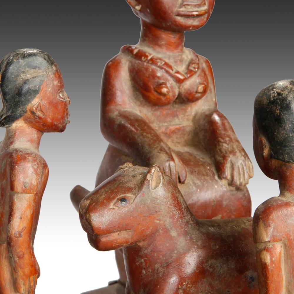 Ashanti Linguist's Staff Depicting Mother and Children in Teaching Setting - Image 4