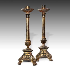 Vietnamese Pair of Liturgical Candle Sticks