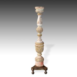 Vietnamese Liturgical Candle Stick, on Footed Triangular Base
