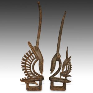 Bambara Chiwara or Antelope Headdress Pair (Male & Female)