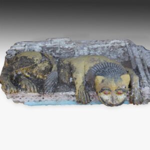 Indian Temple Fragment Depicting Perched Cat