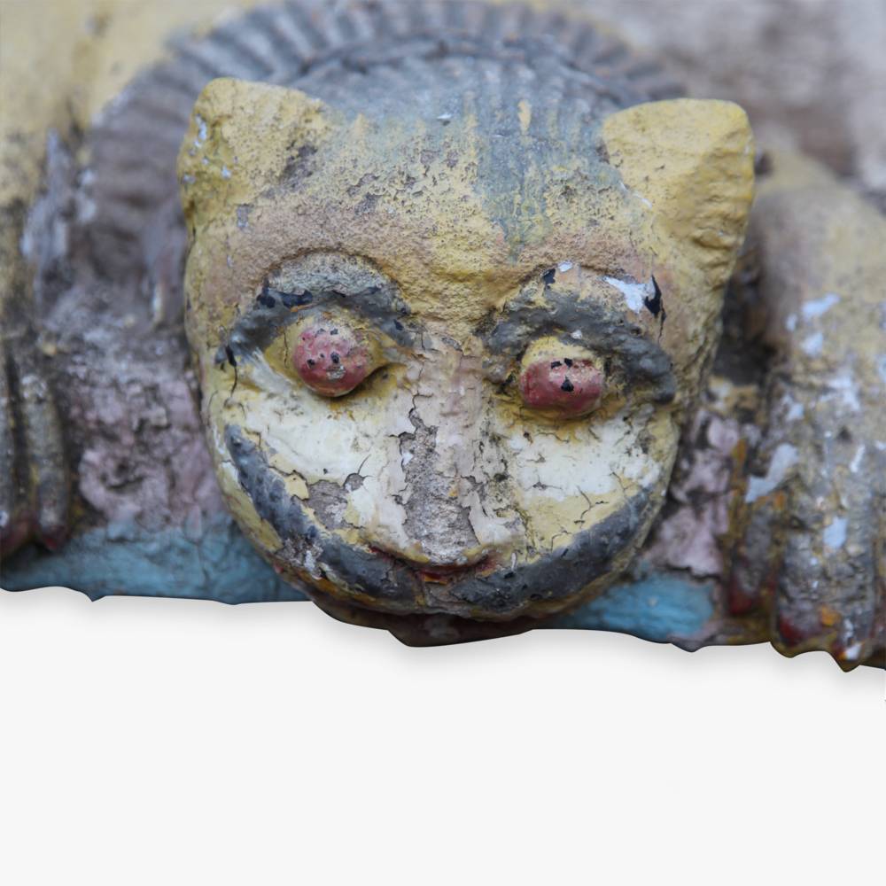 Indian Temple Fragment Depicting Perched Cat - Image 2