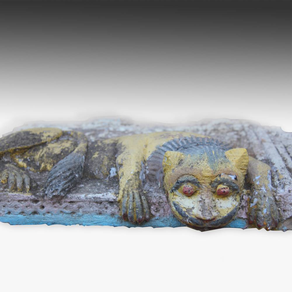 Indian Temple Fragment Depicting Perched Cat - Image 3