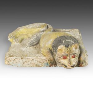 Indian Temple Fragment Depicting Perched Cat