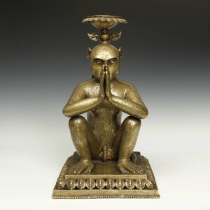Nepalese Candle Holder with Temple Monkey