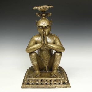 Nepalese Candle Holder with Temple Monkey