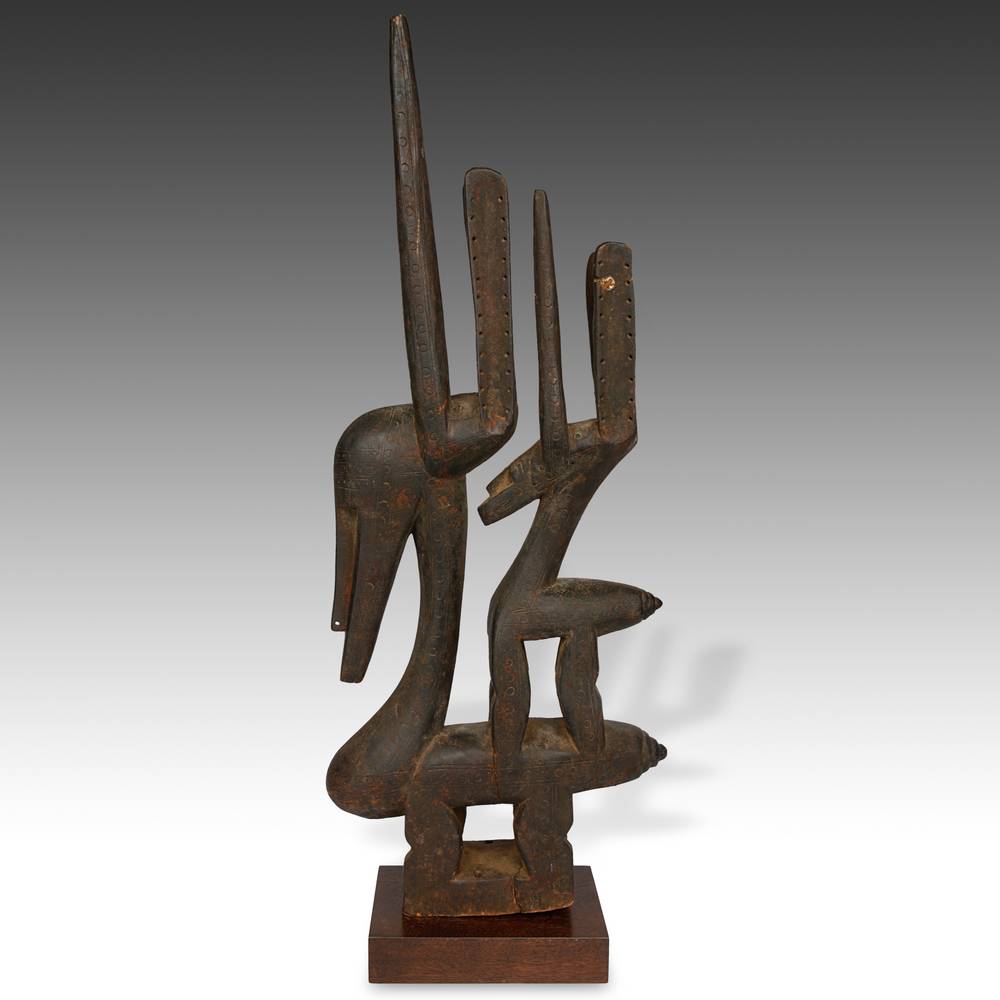 Bambara "Mother & Child" Chiwara or Antelope Headdress, Based