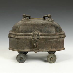 Indian Octagonal Chest-Form Hinged & Lidded Box, on Wheels