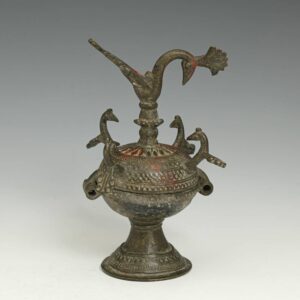 Indian Chalice-Form Hinged & Lidded Box with Peacocks