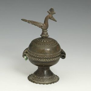 Indian Chalice-Form Hinged & Lidded Box with Peacocks