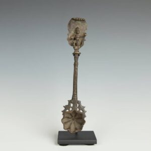 Indian Oil Spoon Depicting Shiva and Cobra Hood and Fluted Bowl, Based