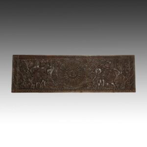 Indian Door Lintel with Central Bird Medallion Flanked By Elephants