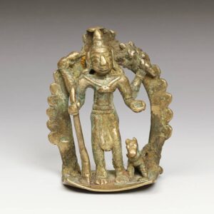 Indian Pilgrimage Figure of Begging Shiva with Nandi in Mandorla