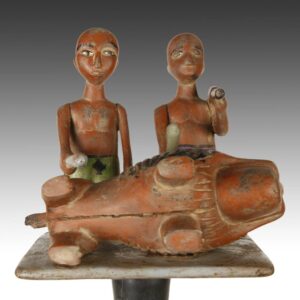 Ashanti Linguist's Staff Depicting 2 Hunters with Lion