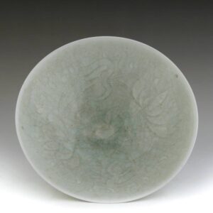 Chinese Low Bowl with Crackle Finish and Floral Motifs