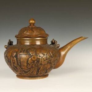 Chinese Teapot with Festival Scenes and Ashtamangala