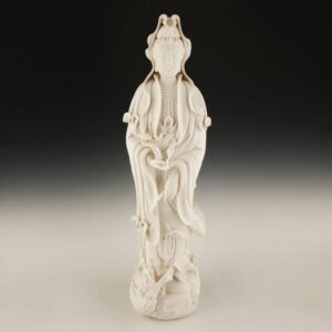 Chinese Standing Figure of Quan Yin with Ruyi Scepter and Dragon