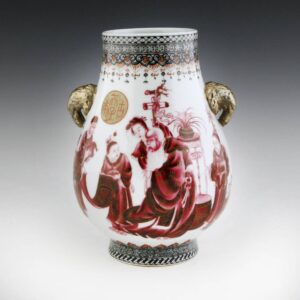 Chinese Vase with Elephant Handles and Qianlong Mark