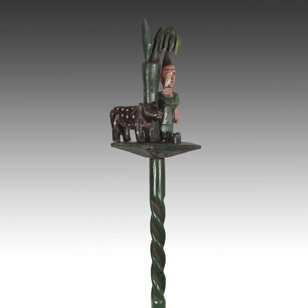 Ashanti Linguist's Staff Depicting a Man Next to a Banana Tree and Leopard, Based - Image 4