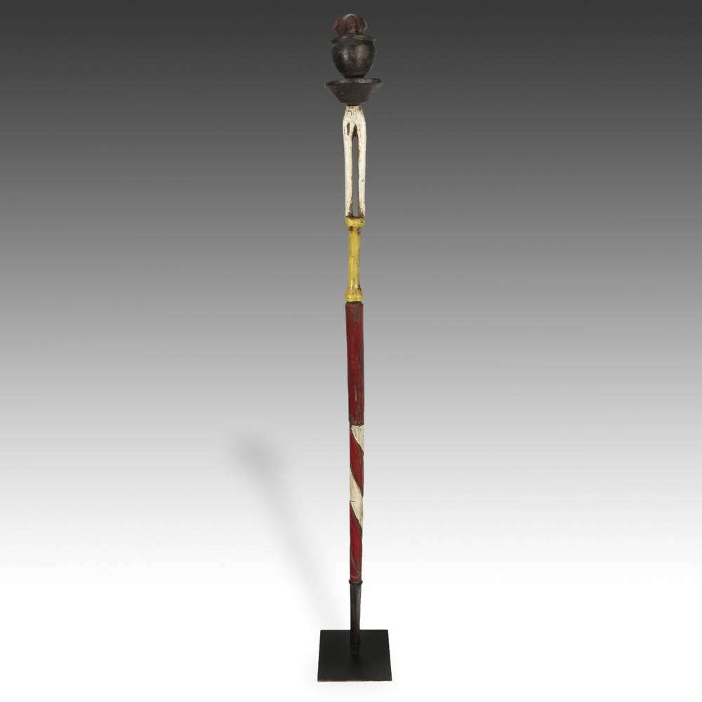 Ashanti Linguist's Staff Depicting a Cooking Animal Head, Based