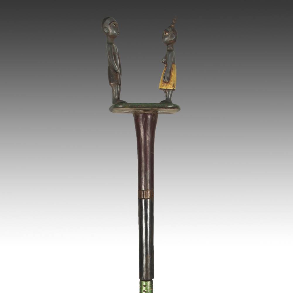 Ashanti Linguist's Staff Depicting a Couple, Based - Image 4