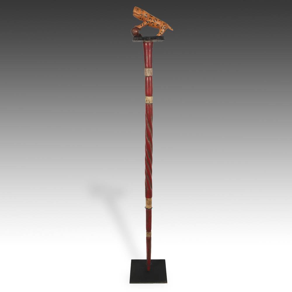 Ashanti Linguist's Staff Depicting a Leopard Over a Porcupine, Based