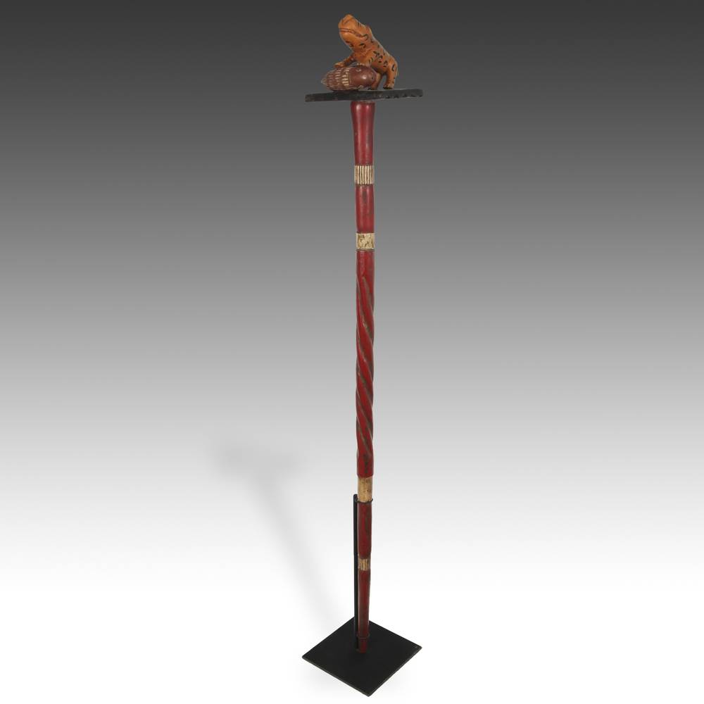 Ashanti Linguist's Staff Depicting a Leopard Over a Porcupine, Based - Image 2