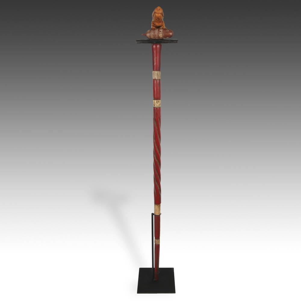 Ashanti Linguist's Staff Depicting a Leopard Over a Porcupine, Based - Image 3