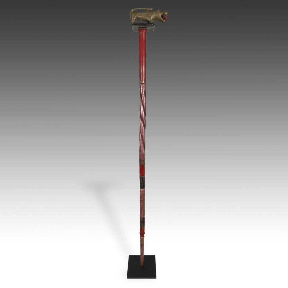 Ashanti Linguist's Staff Depicting a Leopard with an Animal in Mouth, Based