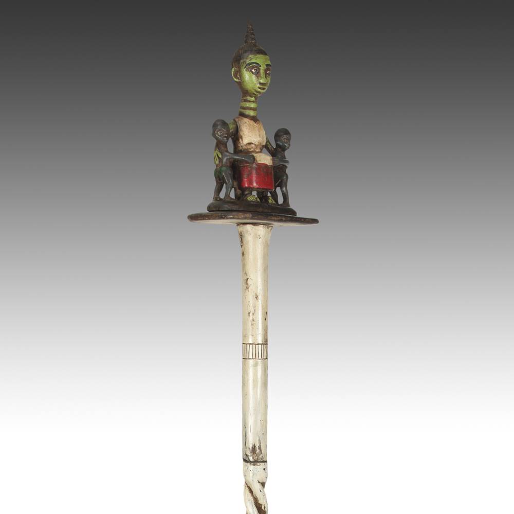 Ashanti Linguist's Staff Depicting a Seated Mother with Two Children, Based - Image 4