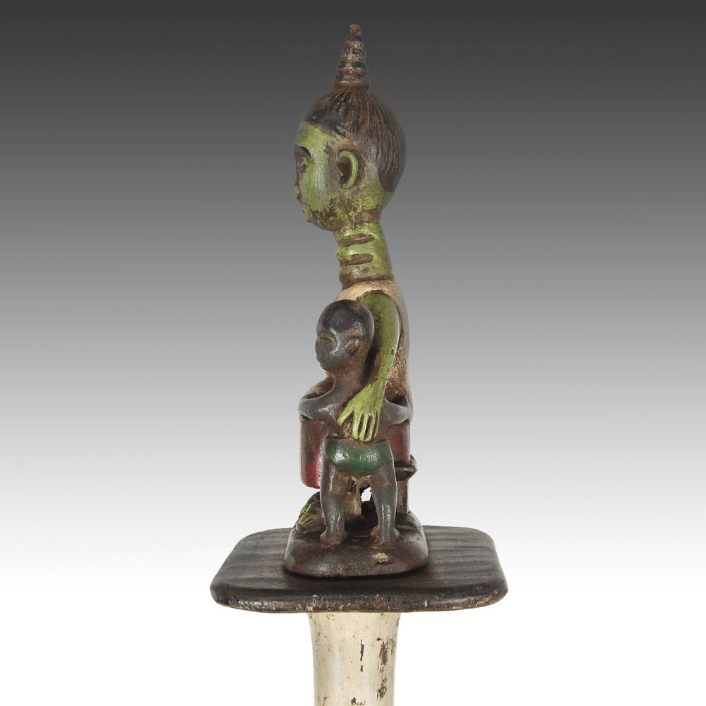 Ashanti Linguist's Staff Depicting a Seated Mother with Two Children, Based - Image 7