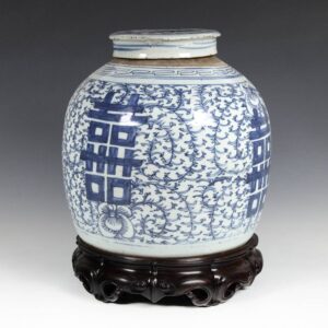 Chinese Lidded Ginger Jar with Double Happiness Motif