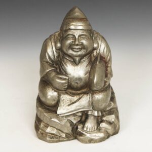 Japanese Seated Figure Depicting Scholar with Fish