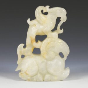 Chinese Figure of a Phoenix on a Recumbent Ram