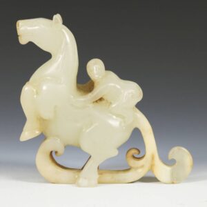 Chinese Figure of a Monkey Astride a Rearing Horse