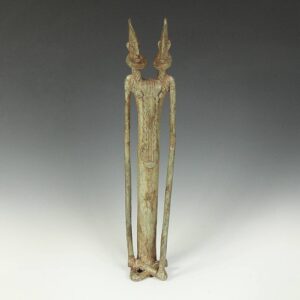 Dogon 2-Headed Male Horned Figure with Crossed Legs