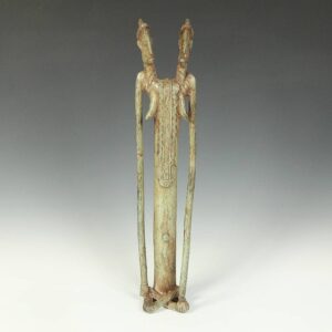 Dogon 2-Headed Female Horned Figure with Crossed Legs
