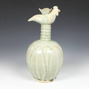 Chinese Vase with Rooster and Lotus Design