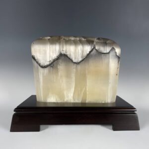 Chinese Gongshi Landscape Crystal on Hardwood Base